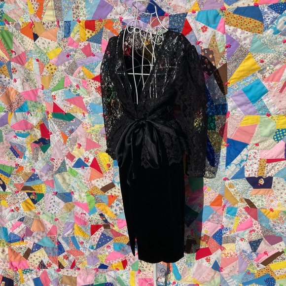 Gunne sax vtg 70s 80s black lace dress 1970s 1980s Jessica McClintock - Picture 9 of 9